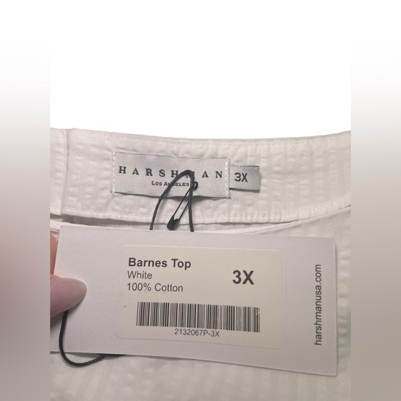Harshman Barnes White Cotton Peplum Blouse Plus Size 3X NWT Puff Sleeve Top - Picture 6 of 6
